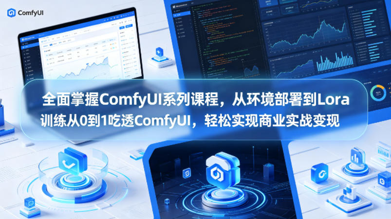 全面掌握ComfyUI系列课程，从环境部署到Lora训练从0到1吃透ComfyUI，轻松实现商业实战变现玩法，新手可做-网创303-全网优质网创项目教程资源站