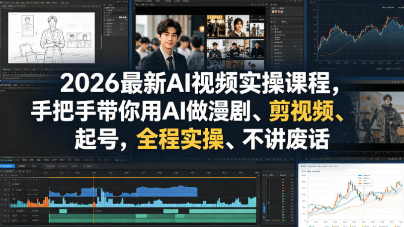 2026最新AI视频实操课程，手把手带你用AI做漫剧、剪视频、起号，全程实操、不讲废话玩法，新手可做-网创303-全网优质网创项目教程资源站