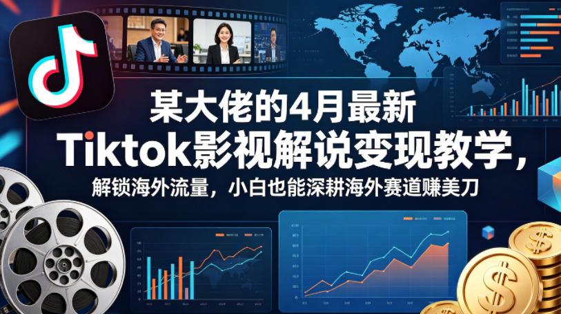 某大佬的4月最新Tiktok影视解说变现教学，解锁海外流量，小白也能深耕海外赛道賺美刀（更新）玩法 - 网创303-全网优质网创项目教程资源站-网创303-全网优质网创项目教程资源站