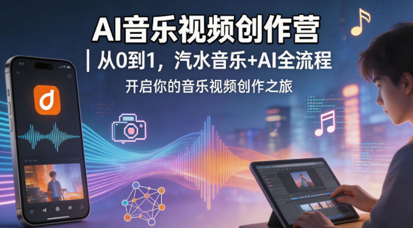 AI音乐视频创作营｜从0到1，汽水音乐+AI全流程，开启你的音乐视频创作之旅玩法，新手可做-网创303-全网优质网创项目教程资源站