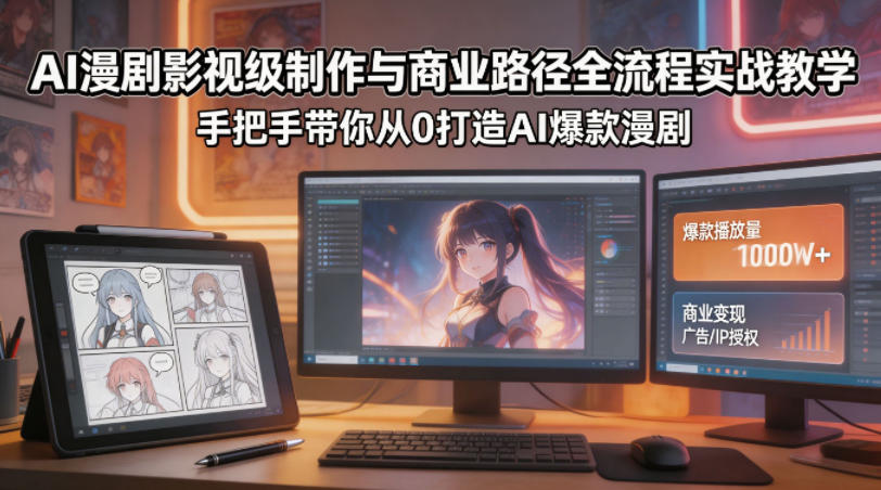 AI漫剧影视级制作与商业路径全流程实战教学，手带你从0打造AI爆款漫剧玩法，新手可做 - 网创303-全网优质网创项目教程资源站-网创303-全网优质网创项目教程资源站