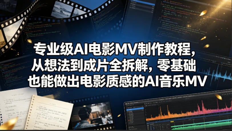 专业级AI电影MV制作教程，从想法到成片全拆解，零基础也能做出电影质感的AI音乐MV - 网创303-全网优质网创项目教程资源站-网创303-全网优质网创项目教程资源站