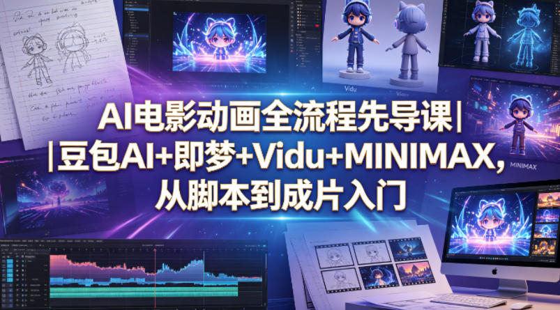 AI电影动画全流程先导课｜豆包AI+即梦+Vidu+MINIMAX，从脚本到成片入门玩法-网创303-全网优质网创项目教程资源站