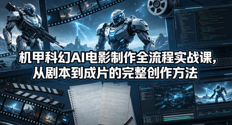 机甲科幻AI电影制作全流程实战课，从剧本到成片的完整创作方法，新手可做 - 网创303-全网优质网创项目教程资源站-网创303-全网优质网创项目教程资源站