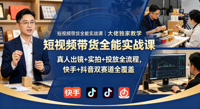 短视频带货全能实战课｜大佬独家教学，真人出镜+实拍+投放全流程，快手+抖音双赛道全覆盖玩法，新手可做 - 网创303-全网优质网创项目教程资源站-网创303-全网优质网创项目教程资源站