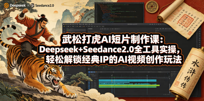 武松打虎AI短片制作课：Deepseek+Seedance2.0全工具实操，轻松解锁经典IP的AI视频创作玩法，新手可做-网创303-全网优质网创项目教程资源站