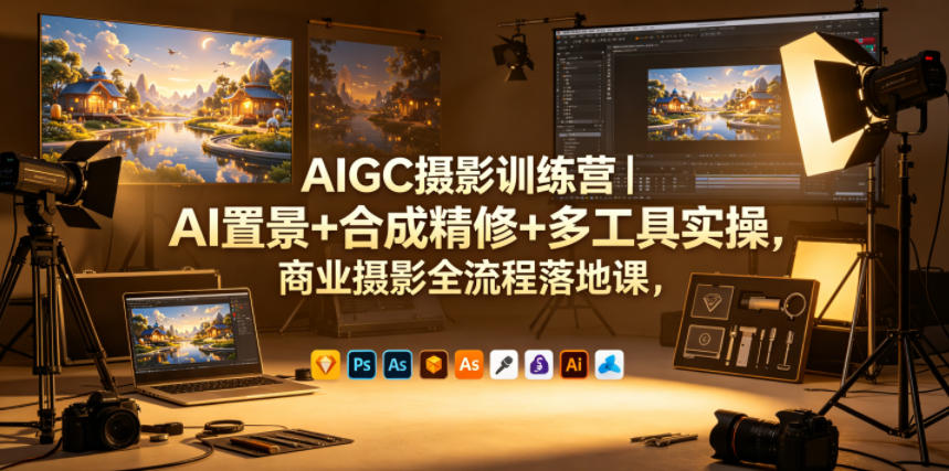AIGC摄影训练营｜AI置景+合成精修+多工具实操，商业摄影全流程落地课玩法，新手可做 - 网创303-全网优质网创项目教程资源站-网创303-全网优质网创项目教程资源站