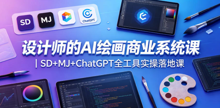 设计师的AI绘画商业系统课｜SD+MJ+ChatGPT全工具实操落地课玩法，新手可做-网创303-全网优质网创项目教程资源站