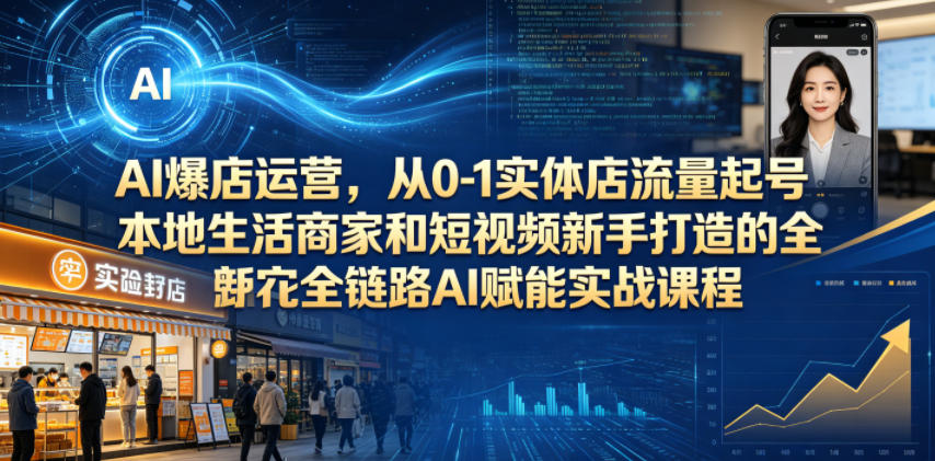 AI爆店运营，从0-1实体店流量起号，本地生活商家和短视频新手打造的全链路AI赋能实战课程玩法 - 网创303-全网优质网创项目教程资源站-网创303-全网优质网创项目教程资源站