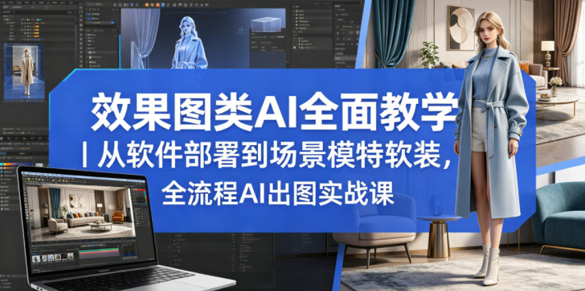 效果图类AI全面教学｜从软件部署到场景模特软装，全流程AI出图实战课玩法，新手可做 - 网创303-全网优质网创项目教程资源站-网创303-全网优质网创项目教程资源站