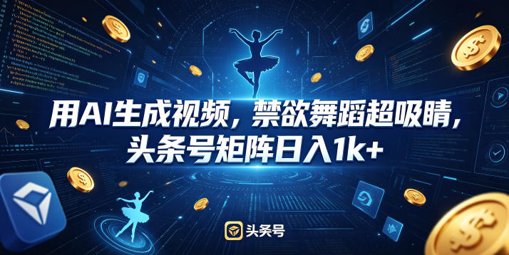 用AI生成视频，禁欲舞蹈超吸睛，头条号矩阵日入1k+玩法，新手可做 - 网创303-全网优质网创项目教程资源站-网创303-全网优质网创项目教程资源站