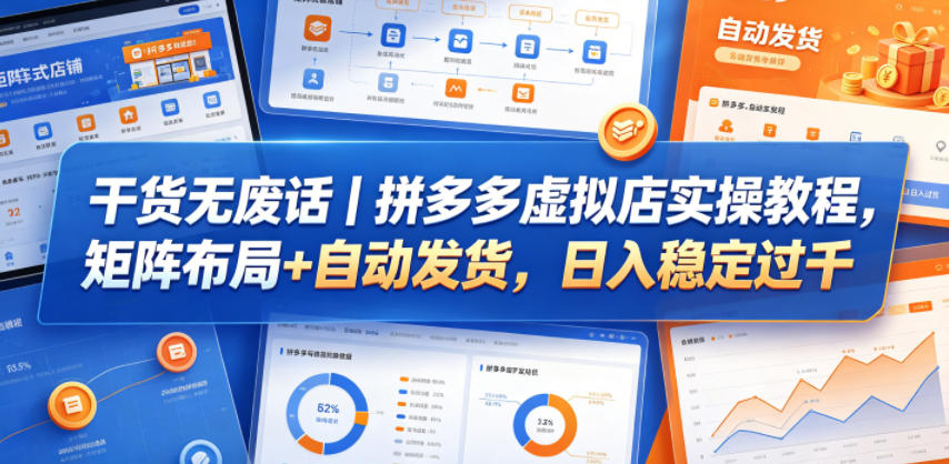 干货无废话｜拼多多虚拟店实操教程，矩阵布局+自动发货，日入稳定过千，新手可做 - 网创303-全网优质网创项目教程资源站-网创303-全网优质网创项目教程资源站