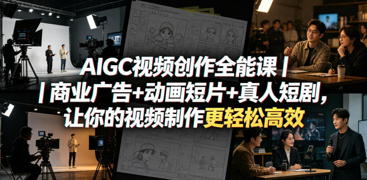 AIGC视频创作全能课｜商业广告+动画短片+真人短剧，让你的视频制作更轻松高效玩法，新手可做 - 网创303-全网优质网创项目教程资源站-网创303-全网优质网创项目教程资源站