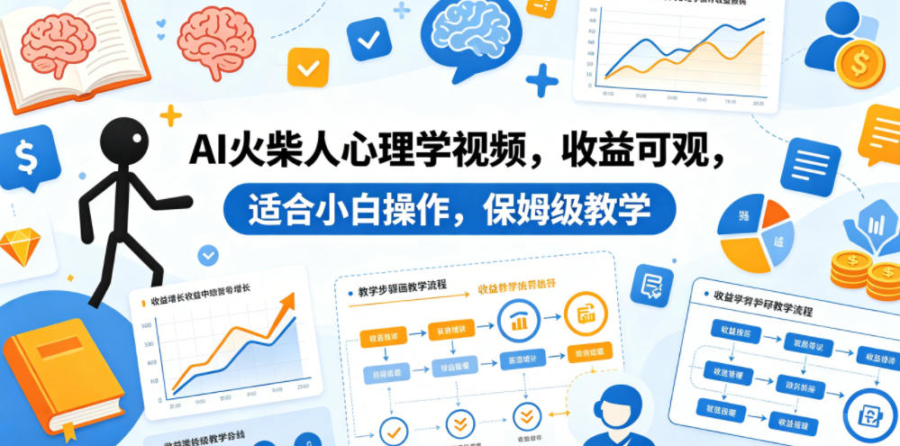 AI火柴人心理学视频，收益可观，适合小白操作，保姆级教学玩法 - 网创303-全网优质网创项目教程资源站-网创303-全网优质网创项目教程资源站