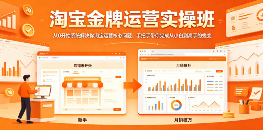 淘宝金牌运营实操班，从0开始系统解决你淘宝运营核心问题，手把手带你完成从小白到高手的蜕变玩法 - 网创303-全网优质网创项目教程资源站-网创303-全网优质网创项目教程资源站
