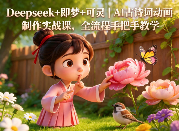 Deepseek+即梦+可灵｜AI古诗词动画制作实战课，全流程手把手教学玩法，新手可做 - 网创303-全网优质网创项目教程资源站-网创303-全网优质网创项目教程资源站