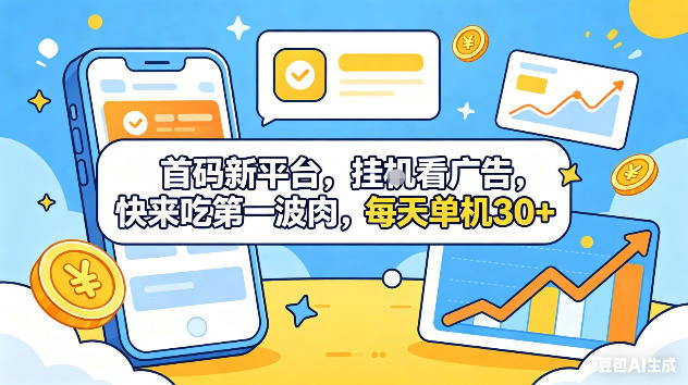首码新平台，挂G自动看广告，快来吃第一波肉，每天单机30+，可矩阵放大【揭秘】玩法，新手可做 - 网创303-全网优质网创项目教程资源站-网创303-全网优质网创项目教程资源站