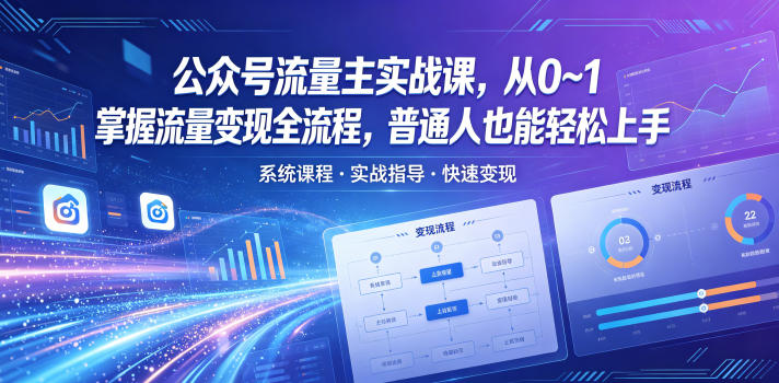 公众号流量主实战课，从0~1掌握流量变现全流程，普通人也能轻松上手玩法，新手可做 - 网创303-全网优质网创项目教程资源站-网创303-全网优质网创项目教程资源站