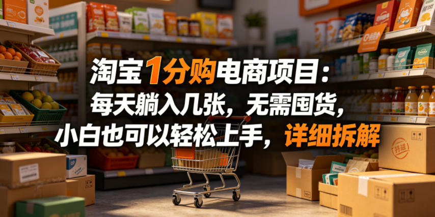 淘宝1分购电商项目：每天躺入几张，无需囤货，小白也可以轻松上手，详细拆解玩法 - 网创303-全网优质网创项目教程资源站-网创303-全网优质网创项目教程资源站
