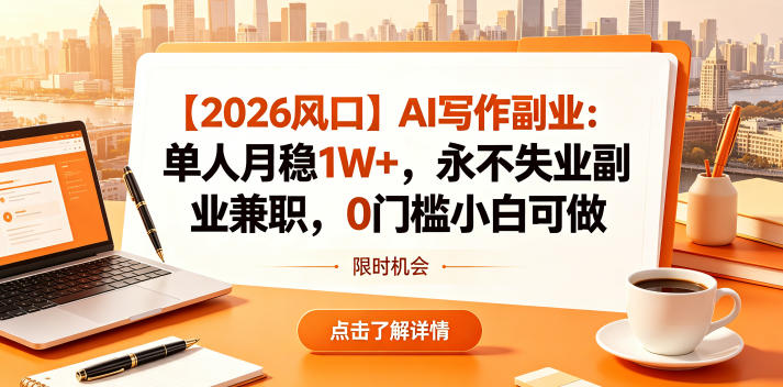 【2026风口】AI写作副业：单人月稳1W+，永不失业副业兼职，0门槛小白可做【揭秘】玩法 - 网创303-全网优质网创项目教程资源站-网创303-全网优质网创项目教程资源站