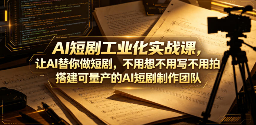 AI短剧工业化实战课，让AI替你做短剧，不用想不用写不用拍，搭建可量产的AI短剧制作团队玩法，新手可做 - 网创303-全网优质网创项目教程资源站-网创303-全网优质网创项目教程资源站