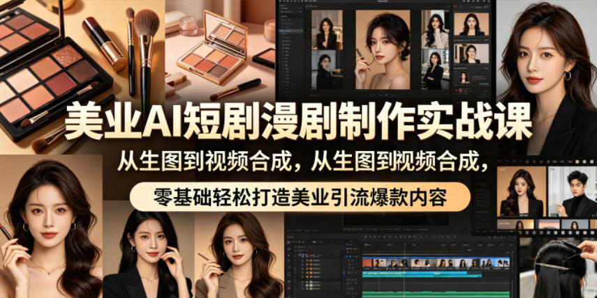 美业AI短剧漫剧制作实战课，从生图到视频合成，零基础轻松打造美业引流爆款内容玩法 - 网创303-全网优质网创项目教程资源站-网创303-全网优质网创项目教程资源站