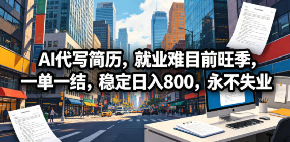 AI代写简历，就业难目前旺季，一单一结，稳定日入800，永不失业玩法，新手可做 - 网创303-全网优质网创项目教程资源站-网创303-全网优质网创项目教程资源站