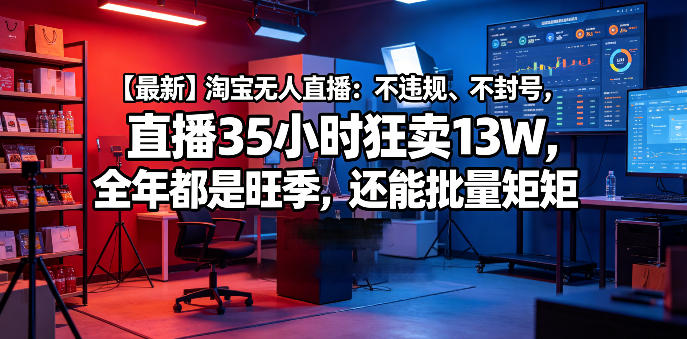 【最新】淘宝无人直播：不违规、不封号，直播35小时狂卖13W，全年都是旺季，还能批量矩阵操作【揭秘】玩法，新手可做 - 网创303-全网优质网创项目教程资源站-网创303-全网优质网创项目教程资源站