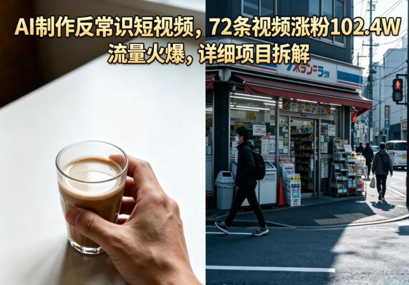 AI制作反常识短视频，72条视频涨粉102.4W，流量火爆，详细项目拆解玩法，新手可做 - 网创303-全网优质网创项目教程资源站-网创303-全网优质网创项目教程资源站