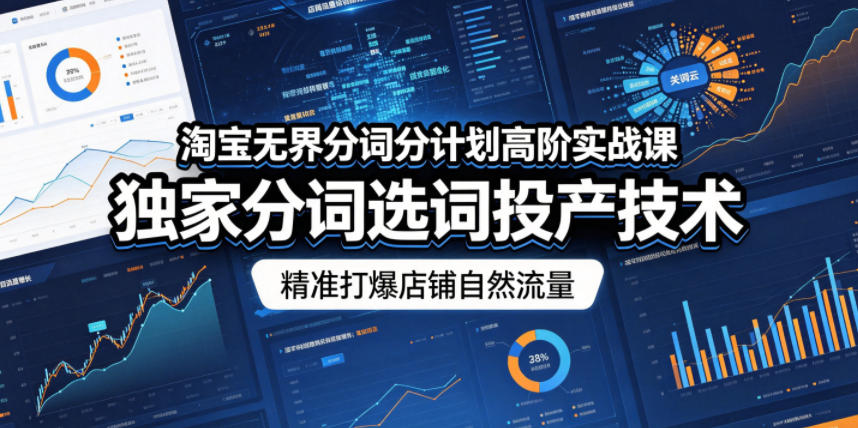 淘宝无界分词分计划高阶实战课，独家分词选词投产技术，精准打爆店铺自然流量玩法，新手可做 - 网创303-全网优质网创项目教程资源站-网创303-全网优质网创项目教程资源站