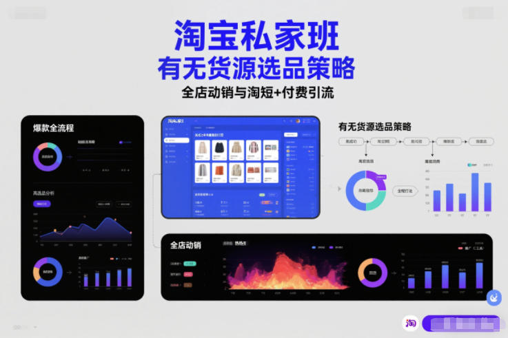 淘宝私家班，有无货源选品策略，高成功率爆款全流程打法，全店动销与淘短+付费引流玩法，新手可做-网创303-全网优质网创项目教程资源站