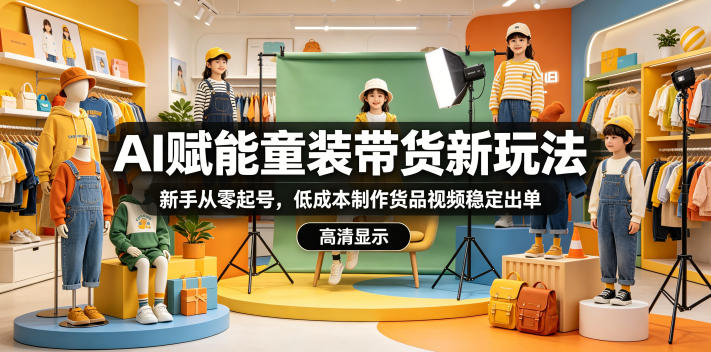 AI赋能童装带货新玩法，新手从零起号，低成本制作货品视频稳定出单 - 网创303-全网优质网创项目教程资源站-网创303-全网优质网创项目教程资源站