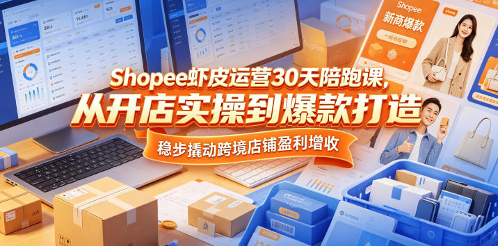 Shopee虾皮运营30天陪跑课，从开店实操到爆款打造，稳步撬动跨境店铺盈利增收玩法，新手可做 - 网创303-全网优质网创项目教程资源站-网创303-全网优质网创项目教程资源站