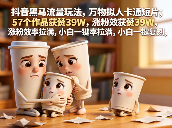 抖音黑马流量玩法，万物拟人卡通短片，57个作品获赞39W，涨粉效率拉满，小白一键复刻，保姆级拆解 - 网创303-全网优质网创项目教程资源站-网创303-全网优质网创项目教程资源站