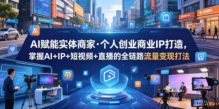 AI赋能实体商家·个人创业商业IP打造，掌握AI+IP+短视频+直播的全链路流量变现打法玩法，新手可做 - 网创303-全网优质网创项目教程资源站-网创303-全网优质网创项目教程资源站