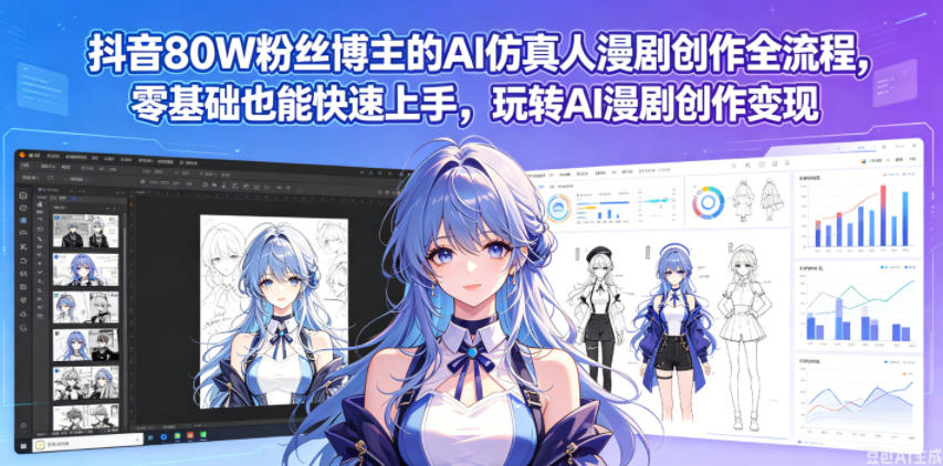 抖音80W粉丝博主的AI仿真人漫剧创作全流程，零基础也能快速上手，玩转AI漫剧创作变现玩法 - 网创303-全网优质网创项目教程资源站-网创303-全网优质网创项目教程资源站