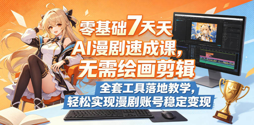 零基础7天AI漫剧速成课，无需绘画剪辑，全套工具落地教学，轻松实现漫剧账号稳定变现玩法 - 网创303-全网优质网创项目教程资源站-网创303-全网优质网创项目教程资源站