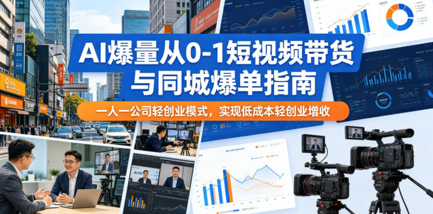 AI爆量从0-1短视频带货与同城爆单指南，一人一公司轻创业模式，实现低成本轻创业增收，新手可做 - 网创303-全网优质网创项目教程资源站-网创303-全网优质网创项目教程资源站