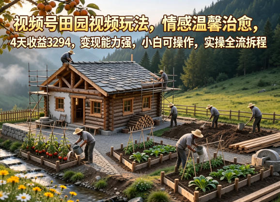 视频号田园视频玩法，情感温馨治愈，4天收益3294，变现能力强，小白可操作，实操全流程拆解-网创303-全网优质网创项目教程资源站