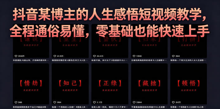 抖音某博主的灰太狼人生感悟短视频教学，全程通俗易懂，零基础也能快速上手玩法 - 网创303-全网优质网创项目教程资源站-网创303-全网优质网创项目教程资源站