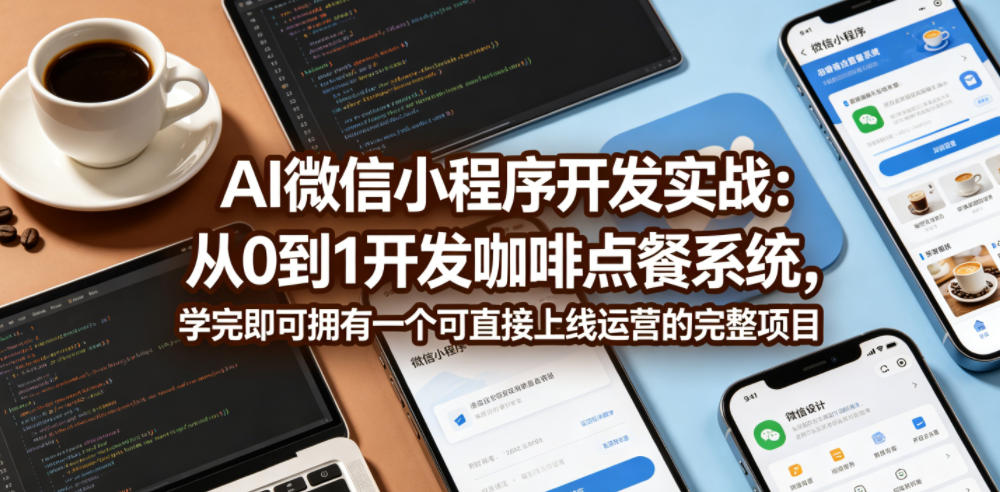 AI微信小程序开发实战：从0到1开发咖啡点餐系统，学完即可拥有一个可直接上线运营的完整项目玩法，新手可做 - 网创303-全网优质网创项目教程资源站-网创303-全网优质网创项目教程资源站