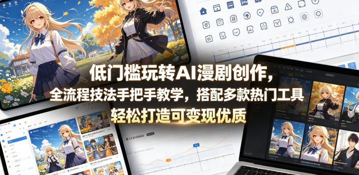 低门槛玩转AI漫剧创作，全流程技法手把手教学，搭配多款热门工具，轻松打造可变现优质作品玩法，新手可做 - 网创303-全网优质网创项目教程资源站-网创303-全网优质网创项目教程资源站
