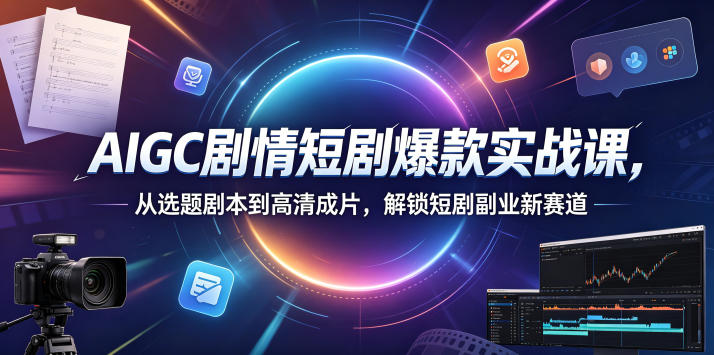 AIGC剧情短剧爆款实战课，从选题剧本到高清成片，解锁短剧副业新赛道玩法，新手可做 - 网创303-全网优质网创项目教程资源站-网创303-全网优质网创项目教程资源站