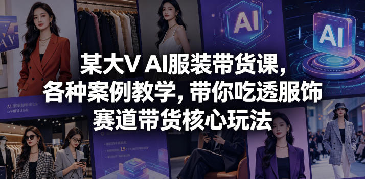 某大V AI服装带货课，各种案例教学，带你吃透服饰赛道带货核心玩法，新手可做 - 网创303-全网优质网创项目教程资源站-网创303-全网优质网创项目教程资源站
