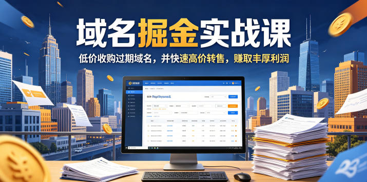 域名交易掘金实战课，低价收购过期域名，并快速高价转售，賺取丰厚利润【原创双语字幕】玩法，新手可做 - 网创303-全网优质网创项目教程资源站-网创303-全网优质网创项目教程资源站
