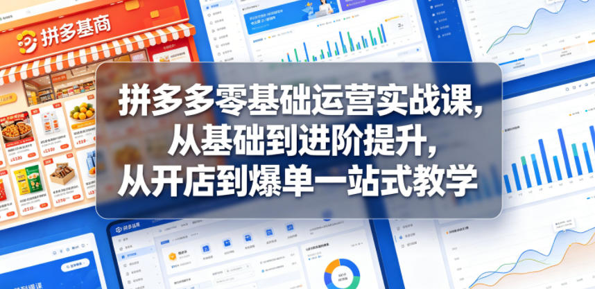 拼多多零基础运营实战课，从基础到进阶提升，从开店到爆单一站式教学玩法-网创303-全网优质网创项目教程资源站