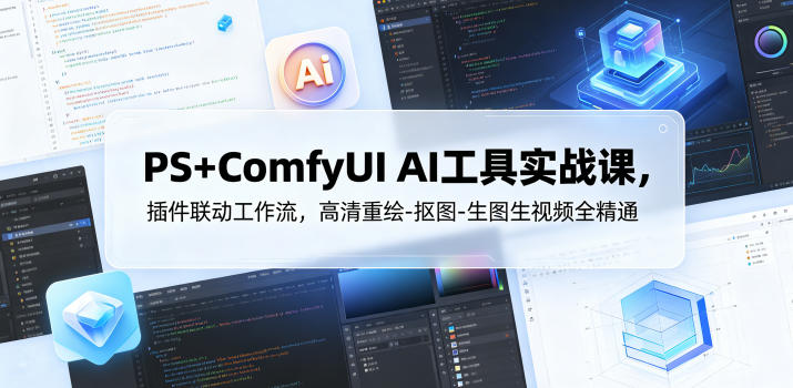 PS+ComfyUI AI工具实战课，插件联动工作流，高清重绘-抠图-生图生视频全精通玩法，新手可做-网创303-全网优质网创项目教程资源站