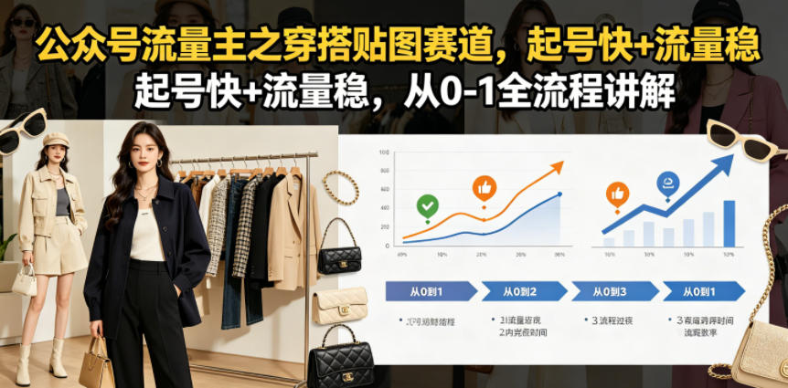 公众号流量主之穿搭贴图赛道，起号快+流量稳，从0-1全流程讲解玩法，新手可做-网创303-全网优质网创项目教程资源站